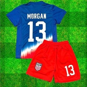 ALEX MORGAN YOUTH SOCCER JERSEY SET - SHORTS & JERSEY SMALL MEDIUM LARGE XL NWT